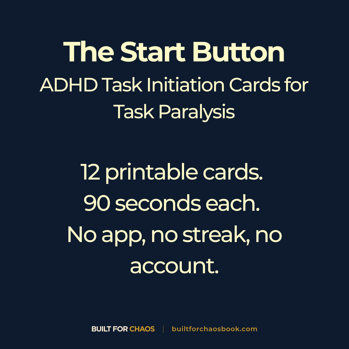 The Start Button, a twelve-card deck for ADHD task initiation